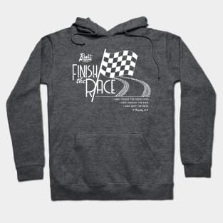 Checkered Flag, Finish the Race (flat white) Hoodie